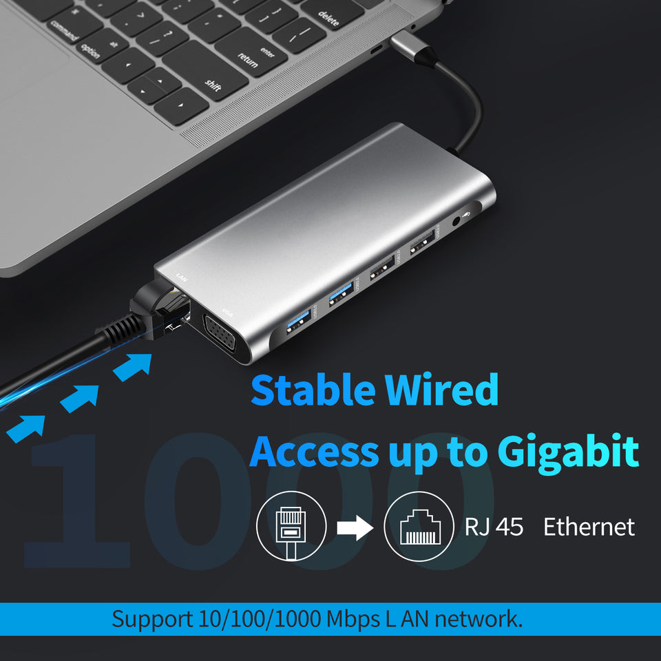 Base de conexión USB 12 en 1 para portátiles MacBook con convertidor USB HUB y HDMI duales, compatible con pantallas idénticas (tipo C).
