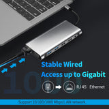 Base de conexión USB 12 en 1 para portátiles MacBook con convertidor USB HUB y HDMI duales, compatible con pantallas idénticas (tipo C).