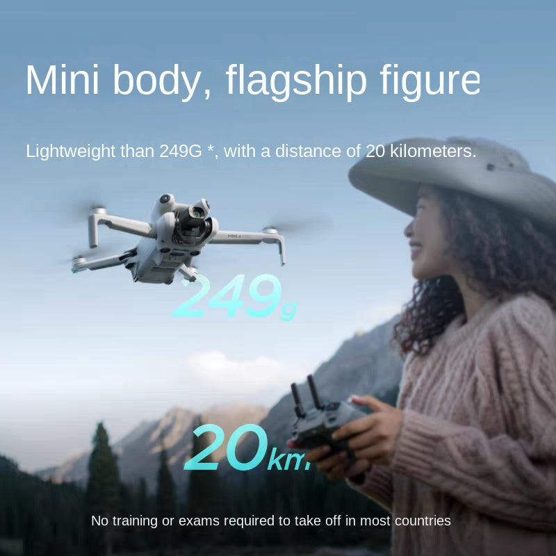 DJI Mini 4 Pro, una mini cámara aérea todo en uno de DJI, es un dron de nivel básico que realiza tomas panorámicas de forma inteligente.