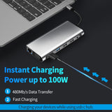 Base de conexión USB 12 en 1 para portátiles MacBook con convertidor USB HUB y HDMI duales, compatible con pantallas idénticas (tipo C).
