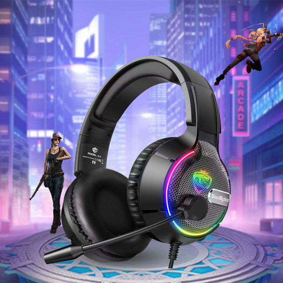 Auriculares para juegos Soulbytes S19 con cable RGB, auriculares para ordenador y auriculares para juegos Anchor.