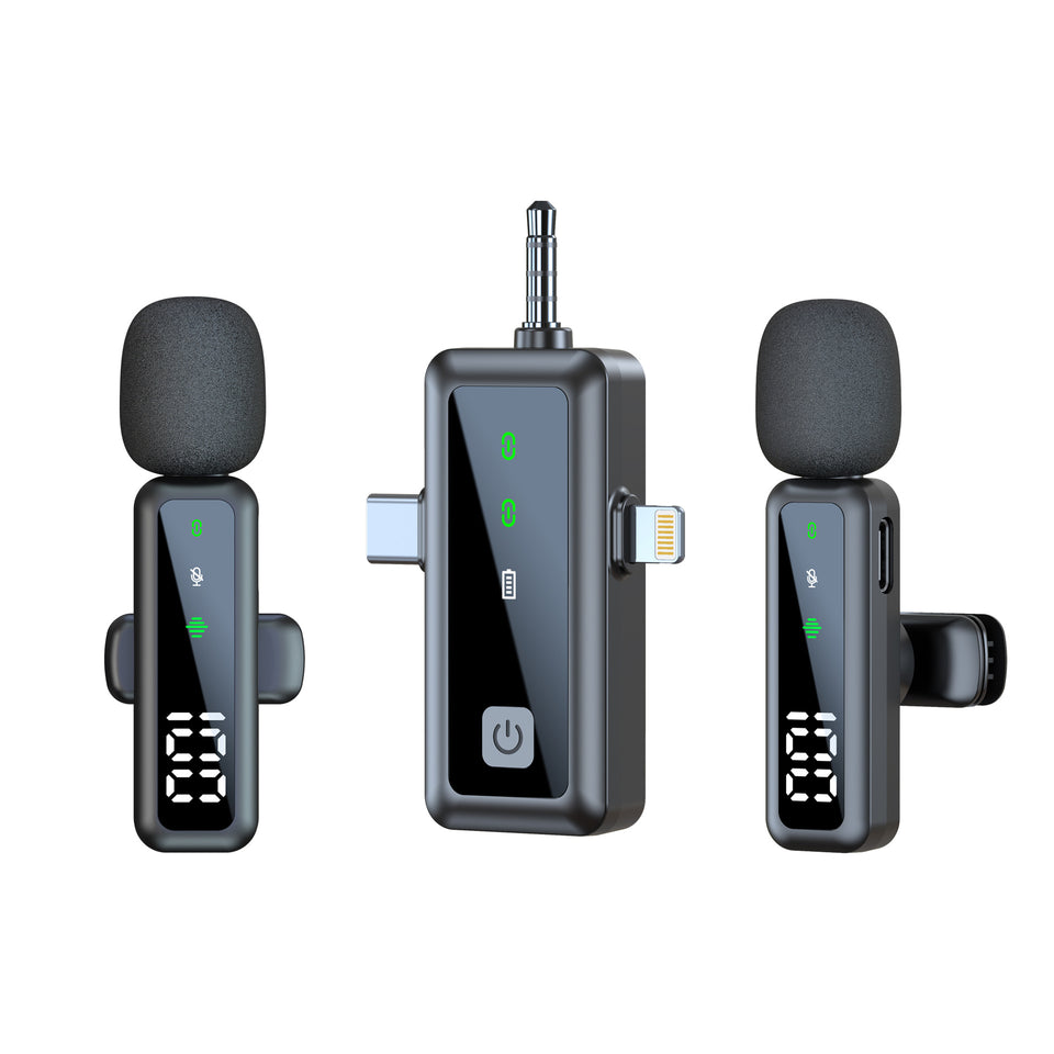 Micrófono de solapa inalámbrico para exteriores, transmisión en vivo por computadora, reducción de ruido, micrófono pequeño universal
