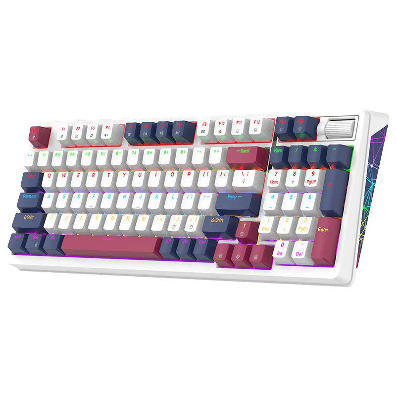 XUNFOX K85 wired mechanical keyboard for esports games, hot swappable desktop computer for office and home use, illuminated USB
