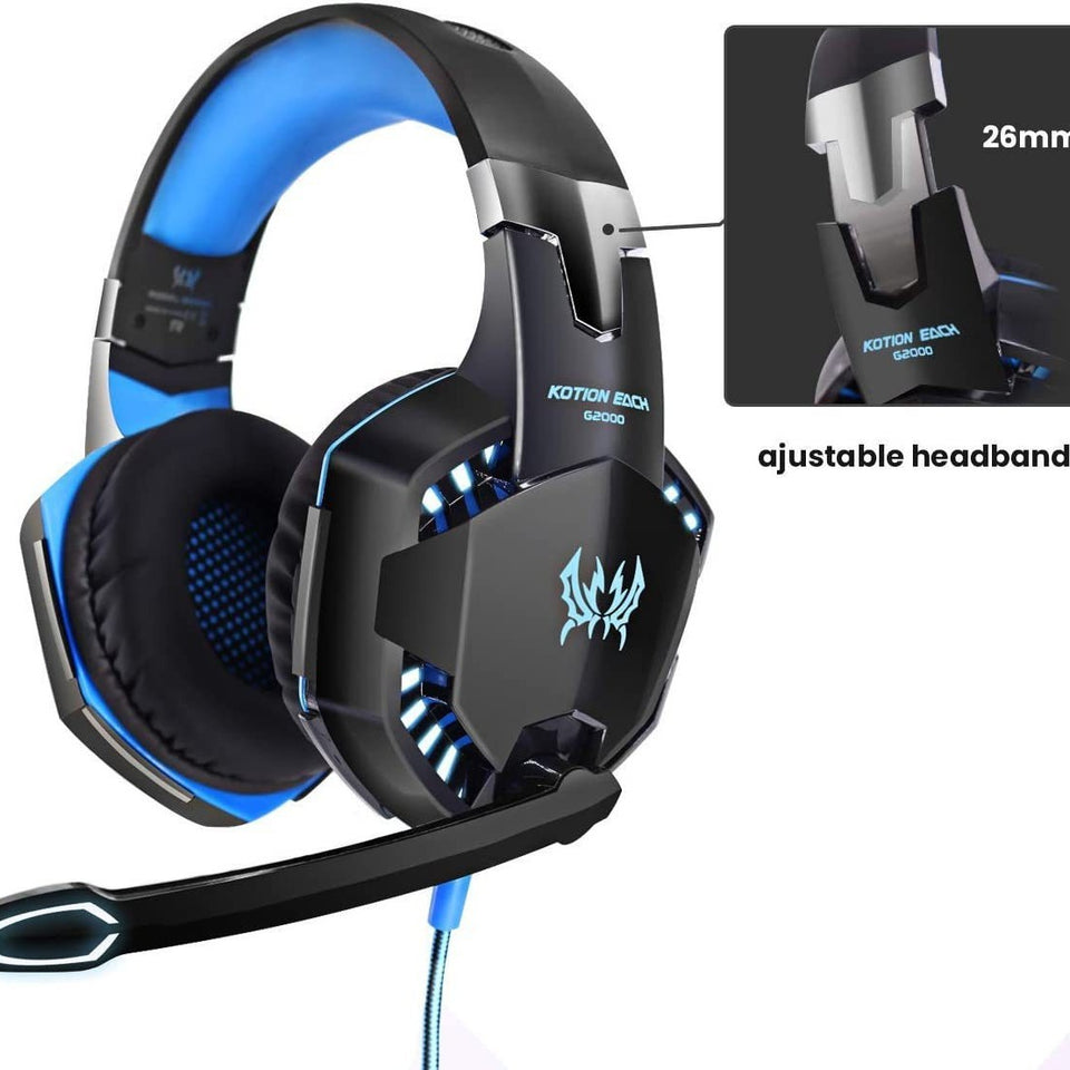 Auriculares para juegos G2000 con diadema, iluminación con cable, graves potentes, para ordenador, eSports y PS4.